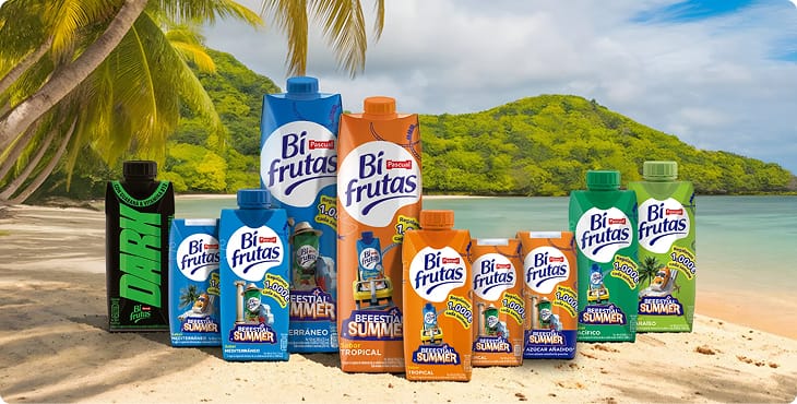 Gama de zumos Bifrutas en la playa